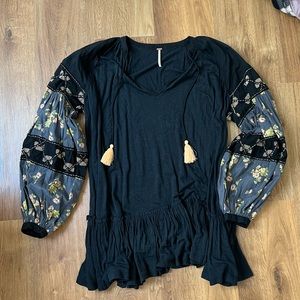 Free People Beaded Sleeve Tunic Top